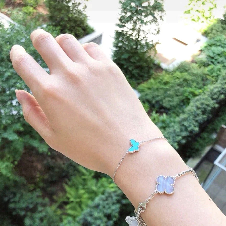 [⭐JeweliWhal]BRACELET PAPILLON TURQUOISE ARGENT