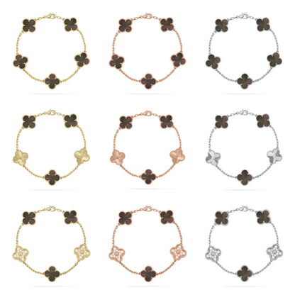 [⭐JeweliWhal] COLLECTION BRACELETS TRÈFLE 5 MOTIFS EN NACRE GRISE