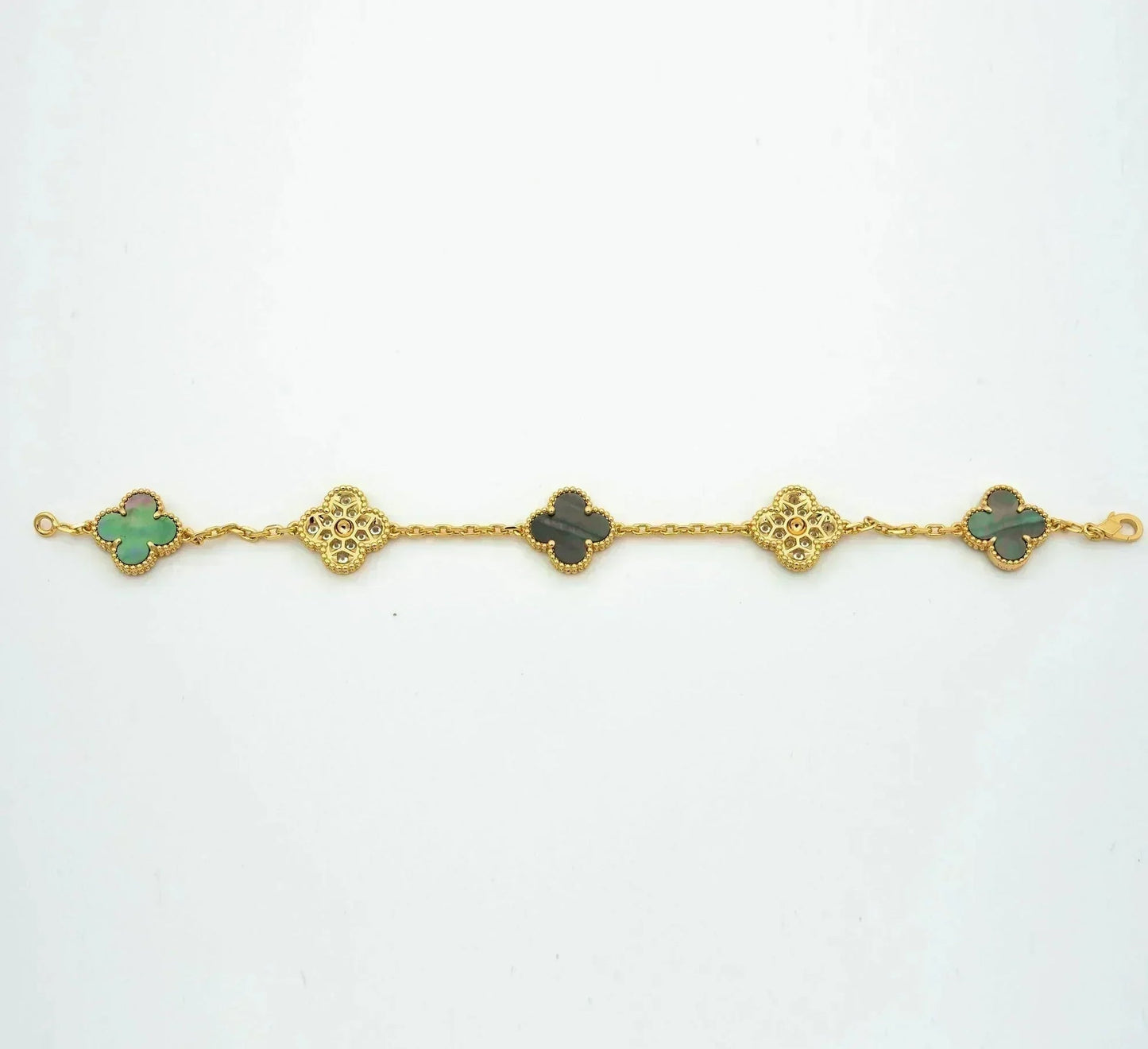 [⭐JeweliWhal] COLLECTION BRACELETS TRÈFLE 5 MOTIFS EN NACRE GRISE