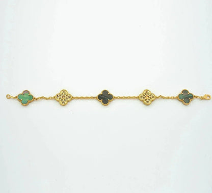 [⭐JeweliWhal] COLLECTION BRACELETS TRÈFLE 5 MOTIFS EN NACRE GRISE