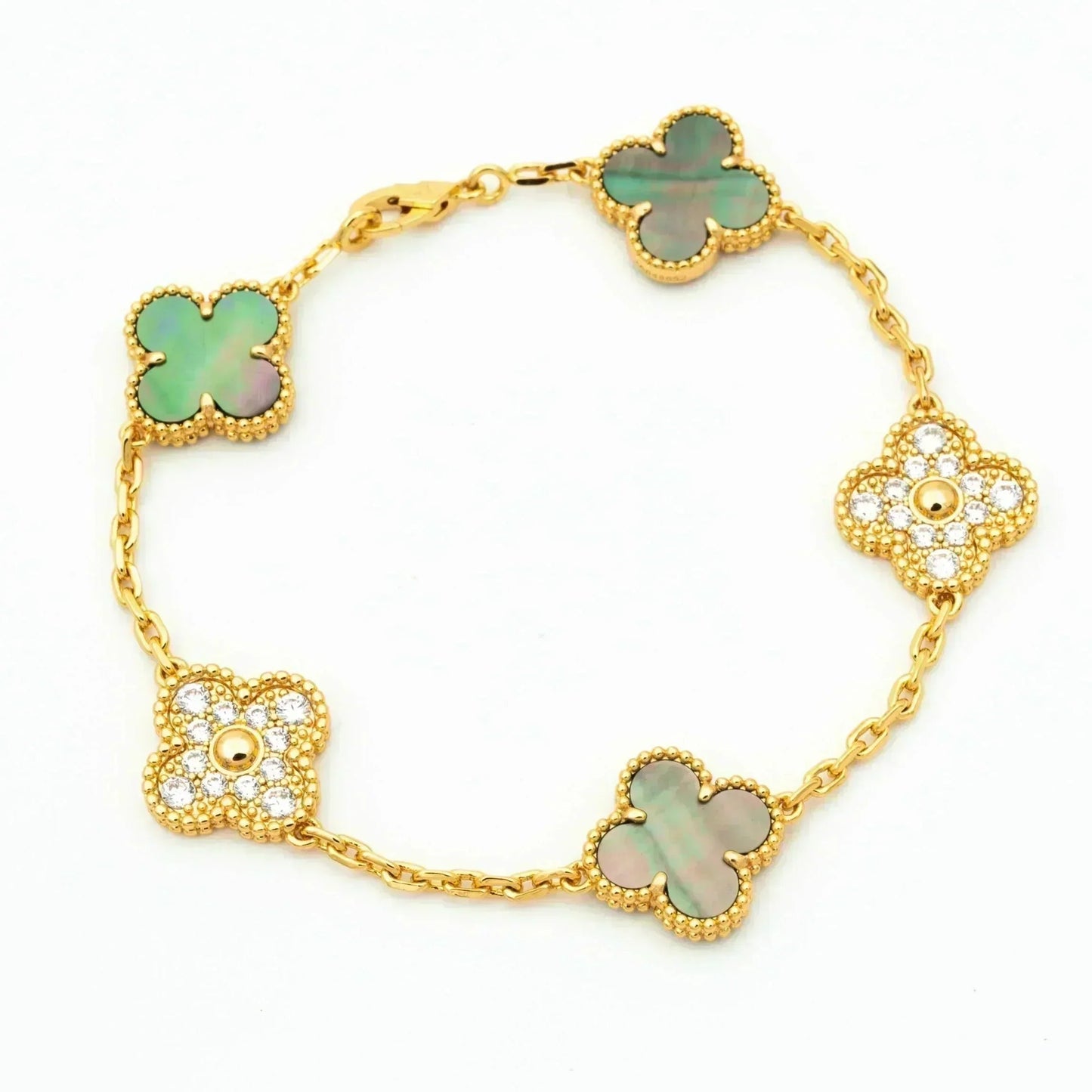 [⭐JeweliWhal] COLLECTION BRACELETS TRÈFLE 5 MOTIFS EN NACRE GRISE