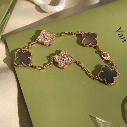 [⭐JeweliWhal] COLLECTION BRACELETS TRÈFLE 5 MOTIFS EN NACRE GRISE