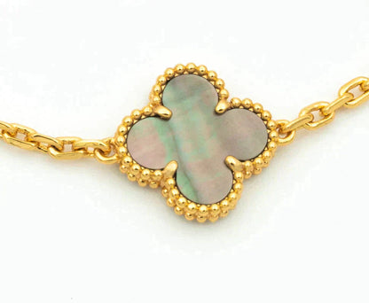 [⭐JeweliWhal] COLLECTION BRACELETS TRÈFLE 5 MOTIFS EN NACRE GRISE