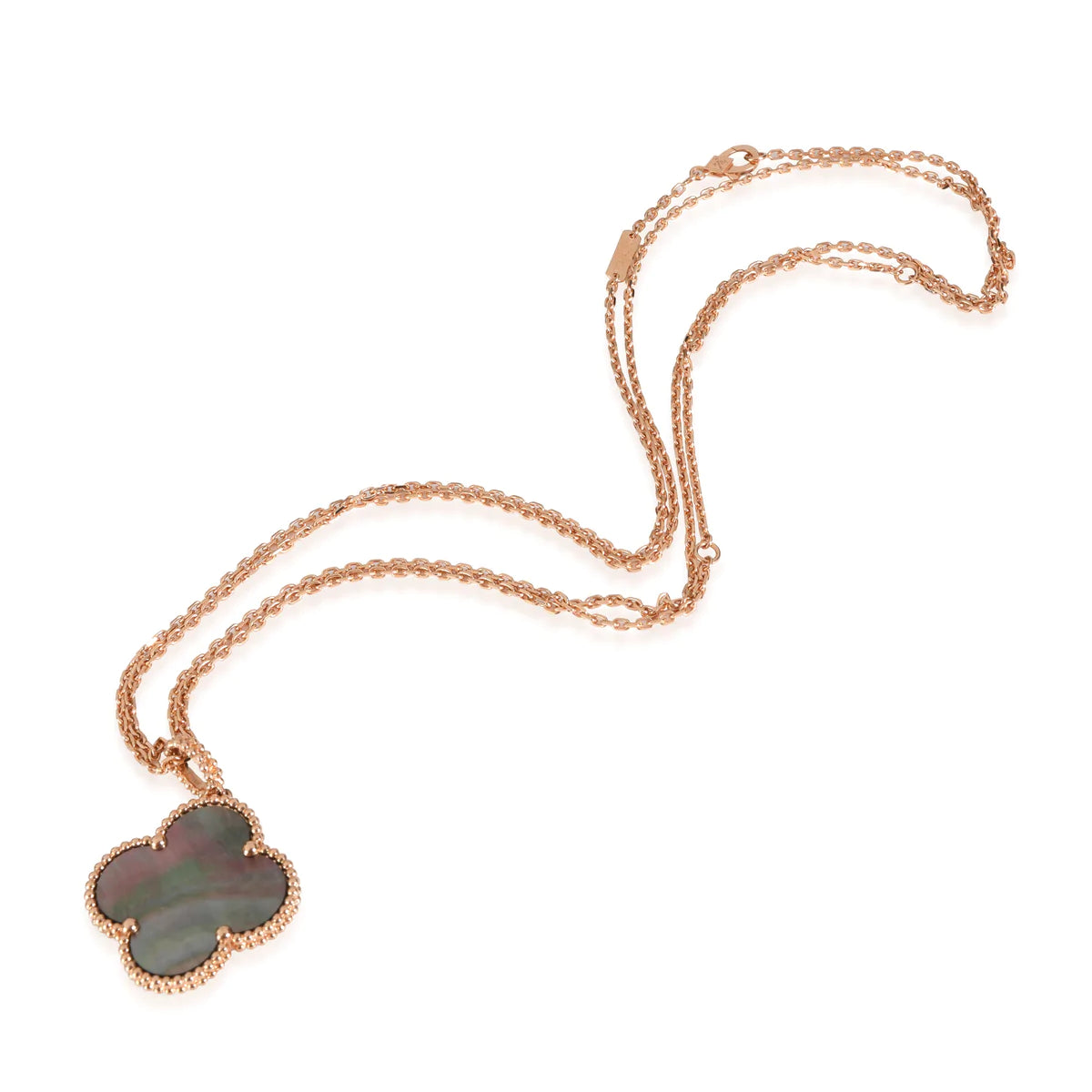 [⭐JeweliWhal]COLLIER GRAND TRÈFLE 25MM OR NACRE FONCÉE CLOVER