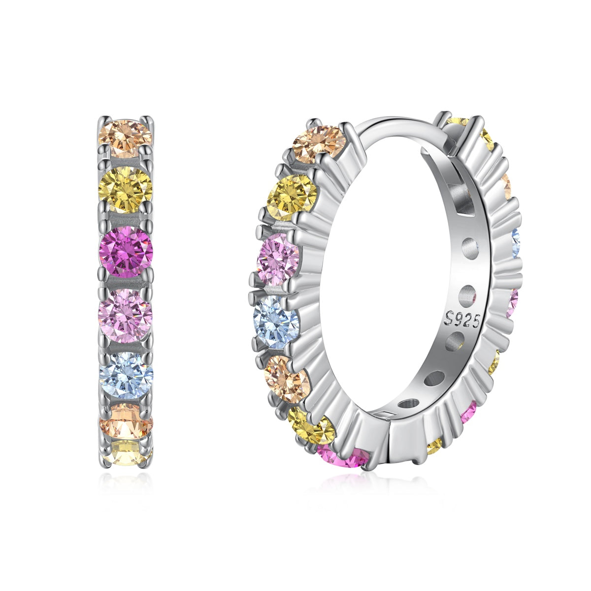 [Tonmkive Jewelry]Boucles d'oreilles rondes taillées éclatantes et colorées