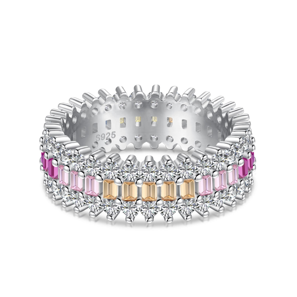 [Tonmkive Jewelry] Bague quotidienne sertie de pierres multicolores taillées en radiant