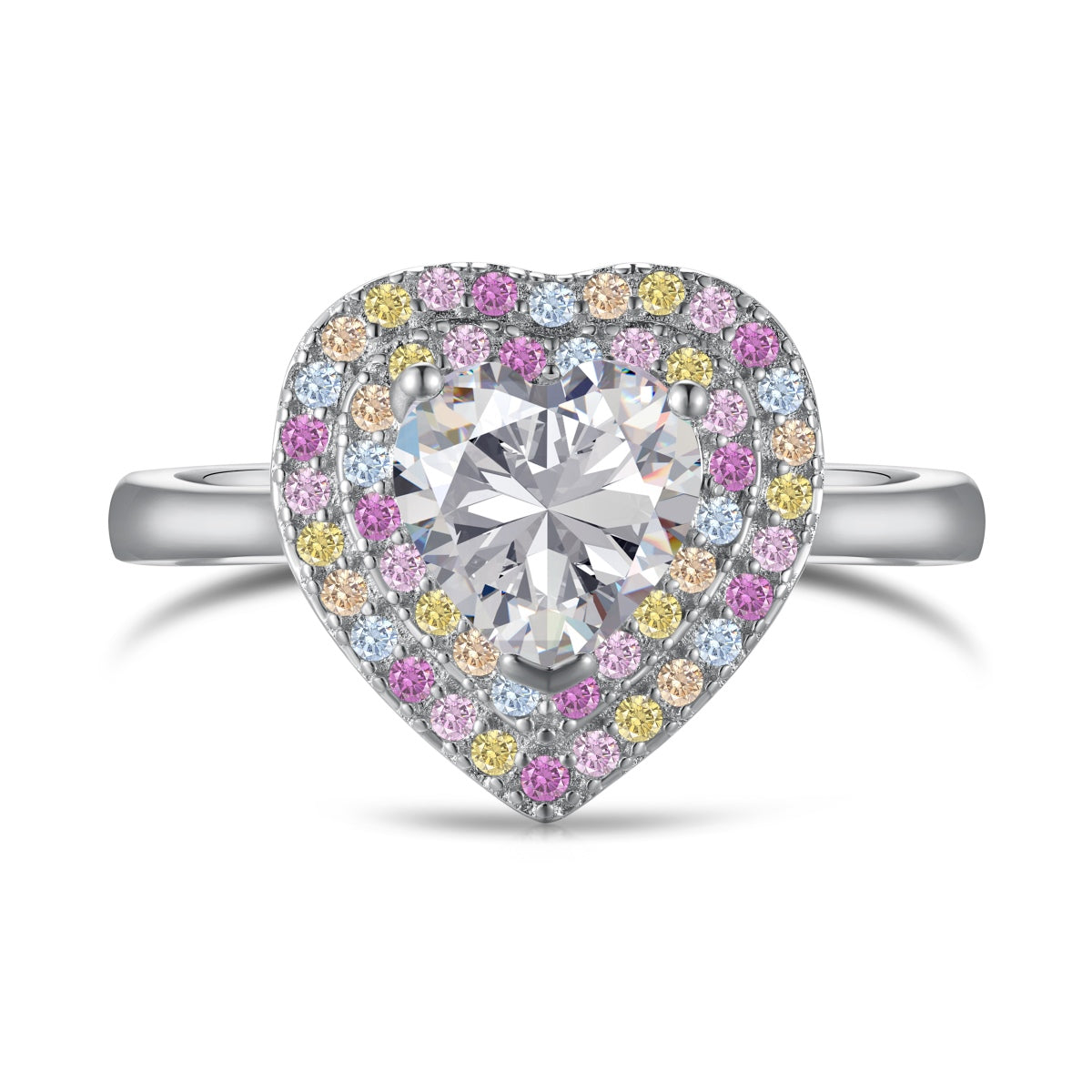 [Tonmkive Jewelry] Bague de Mariage Délicate en Forme de Cœur Pétillant