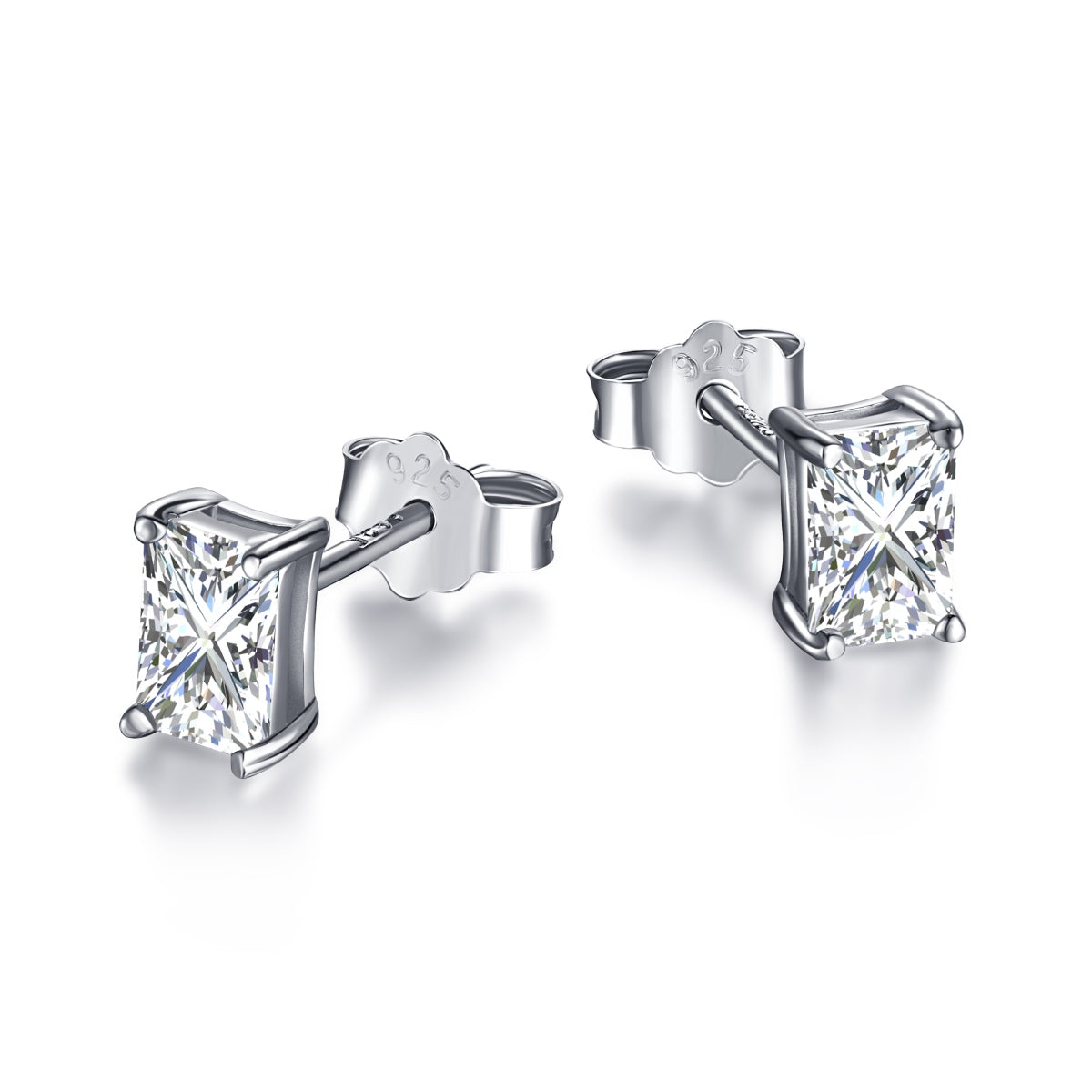 [Tonmkive Jewelry]Boucles d'oreilles clous élégantes et brillantes avec pierre centrale rectangulaire