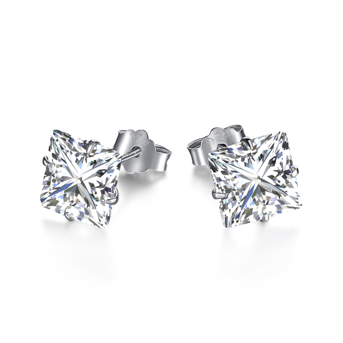 [Tonmkive Jewelry]Boucles d'oreilles clous carrées avec pierre centrale brillante et élégante