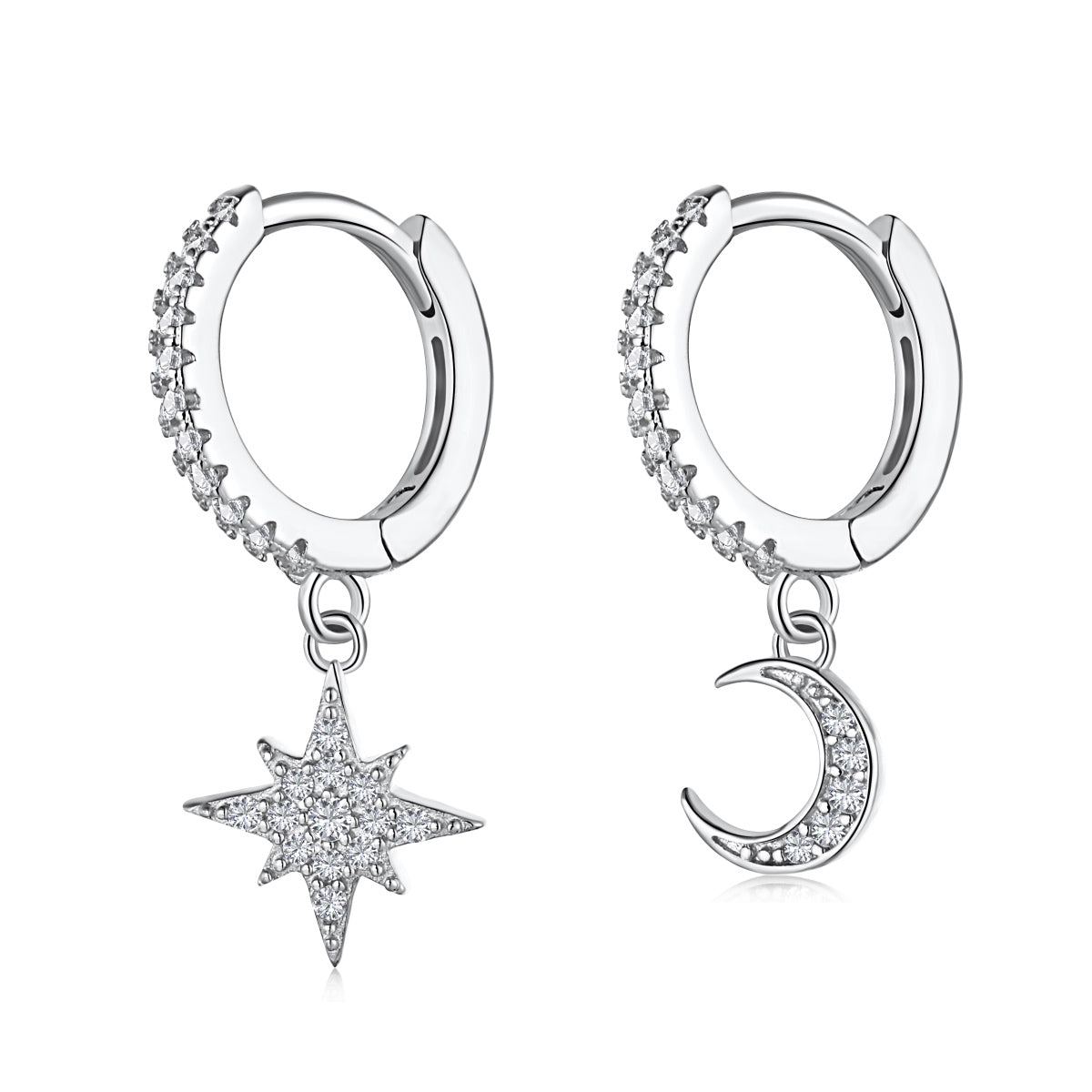 [Tonmkive Jewelry]Boucles d'oreilles asymétriques étoile et lune