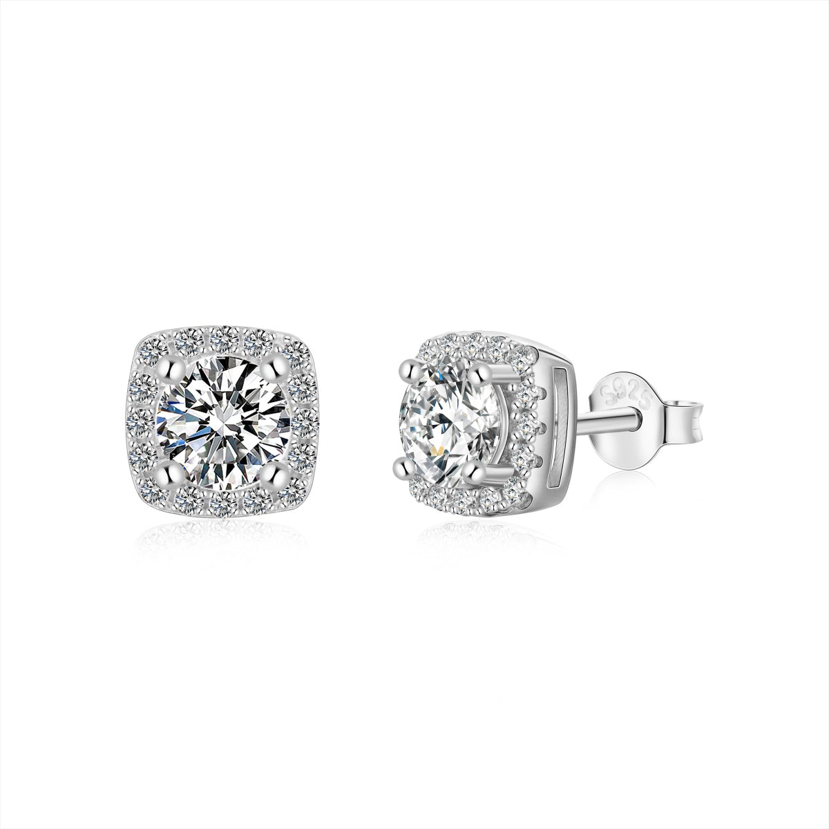 [Tonmkive Jewelry]Puces d'oreilles classiques avec pierre centrale ronde