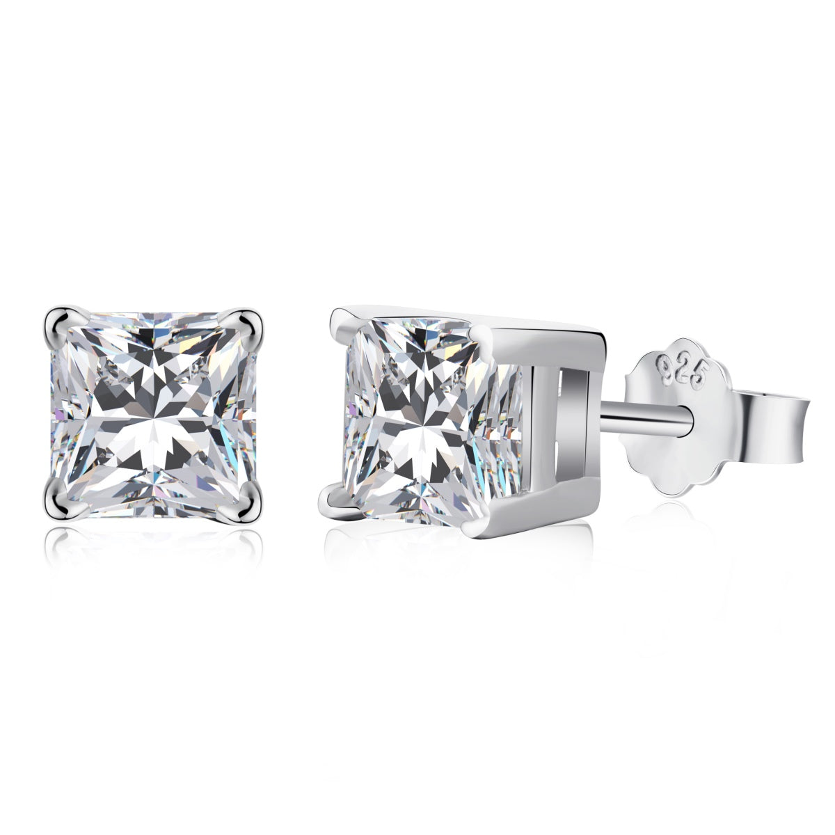 [Tonmkive Jewelry]Boucles d'oreilles de mariage taille princesse radiante 1,0 carat