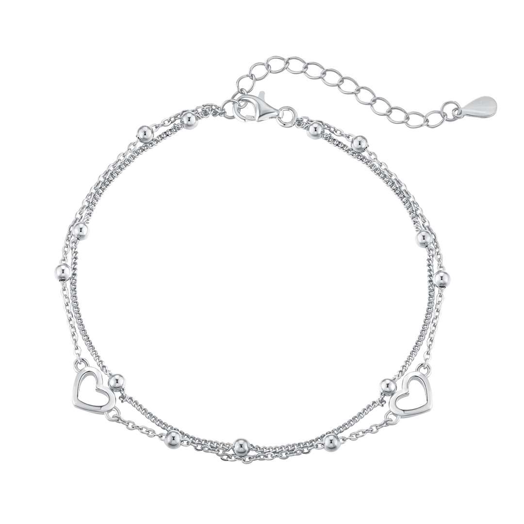 [Tonmkive Jewelry]Bracelet fin double couche avec cœur