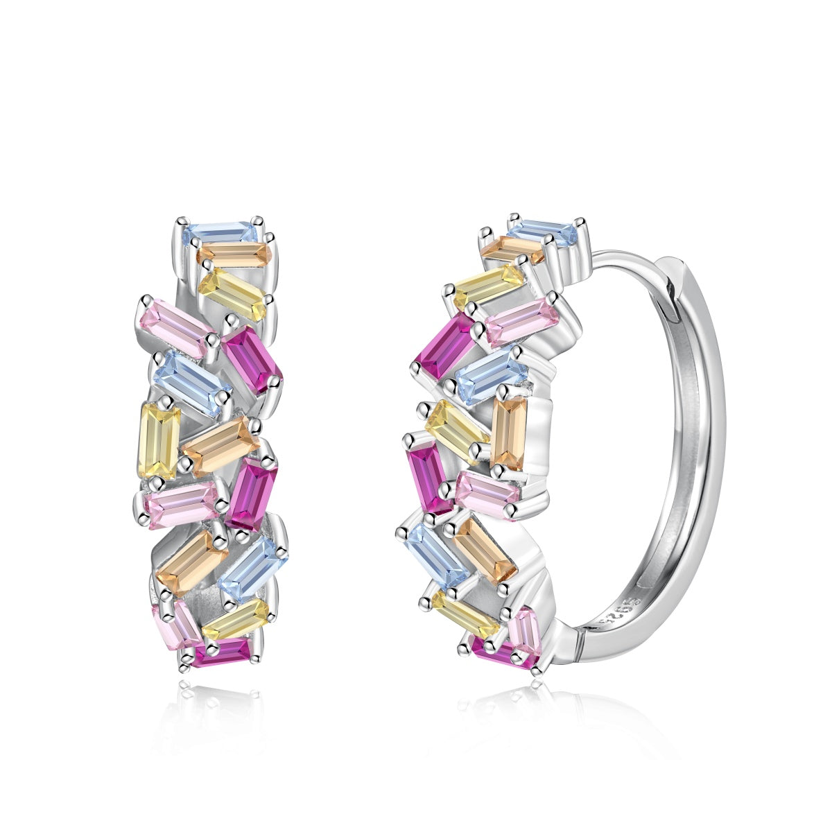 [Tonmkive Jewelry]Boucles d'oreilles quotidiennes taillées émeraude colorées et étincelantes