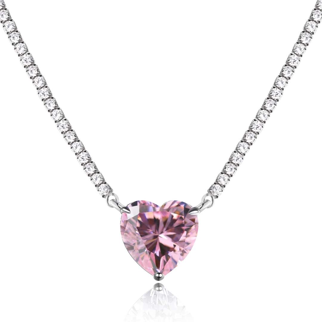 [Tonmkive Bijoux] Collier tennis polyvalent de 8,0 carats avec cœurs colorés