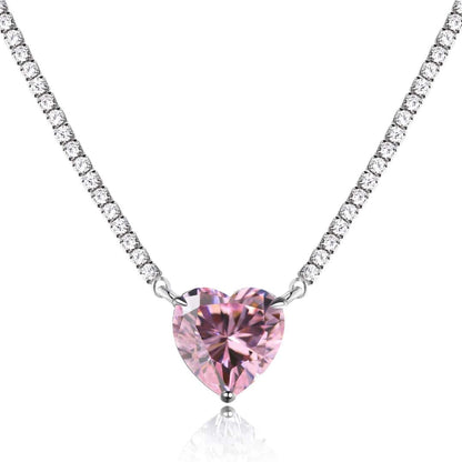 [Tonmkive Bijoux] Collier tennis polyvalent de 8,0 carats avec cœurs colorés