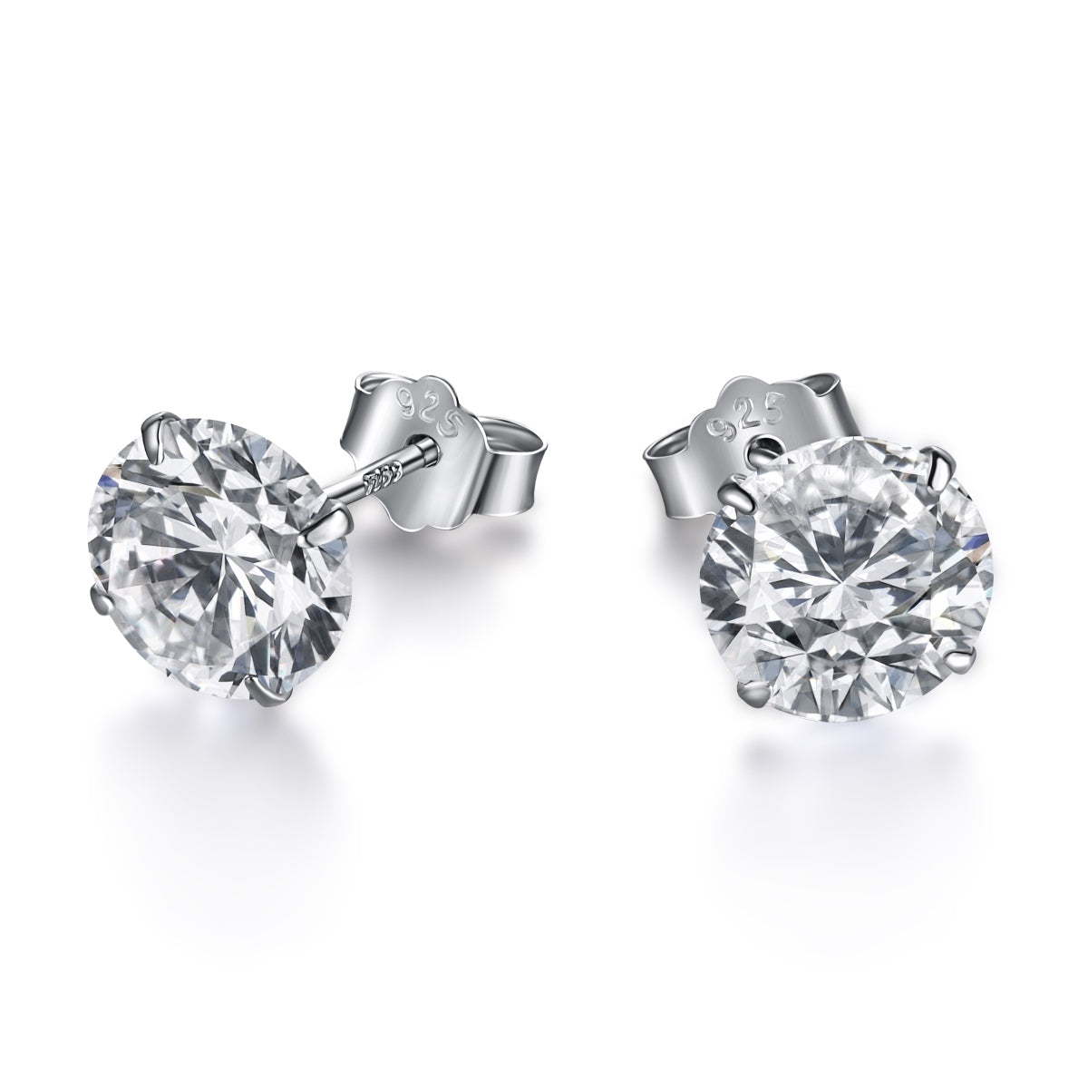 [Tonmkive Bijoux]Clous d'oreilles élégants avec pierre centrale ronde et brillante