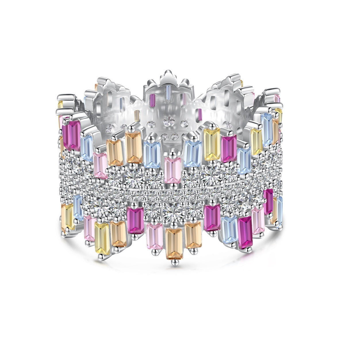 [Tonmkive Jewelry]Bague quotidienne de luxe coupe radiant colorée