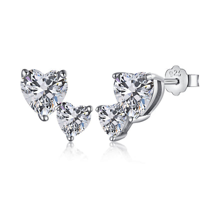 [Tonmkive Jewelry]Boucles d'oreilles classiques style princesse double cœur