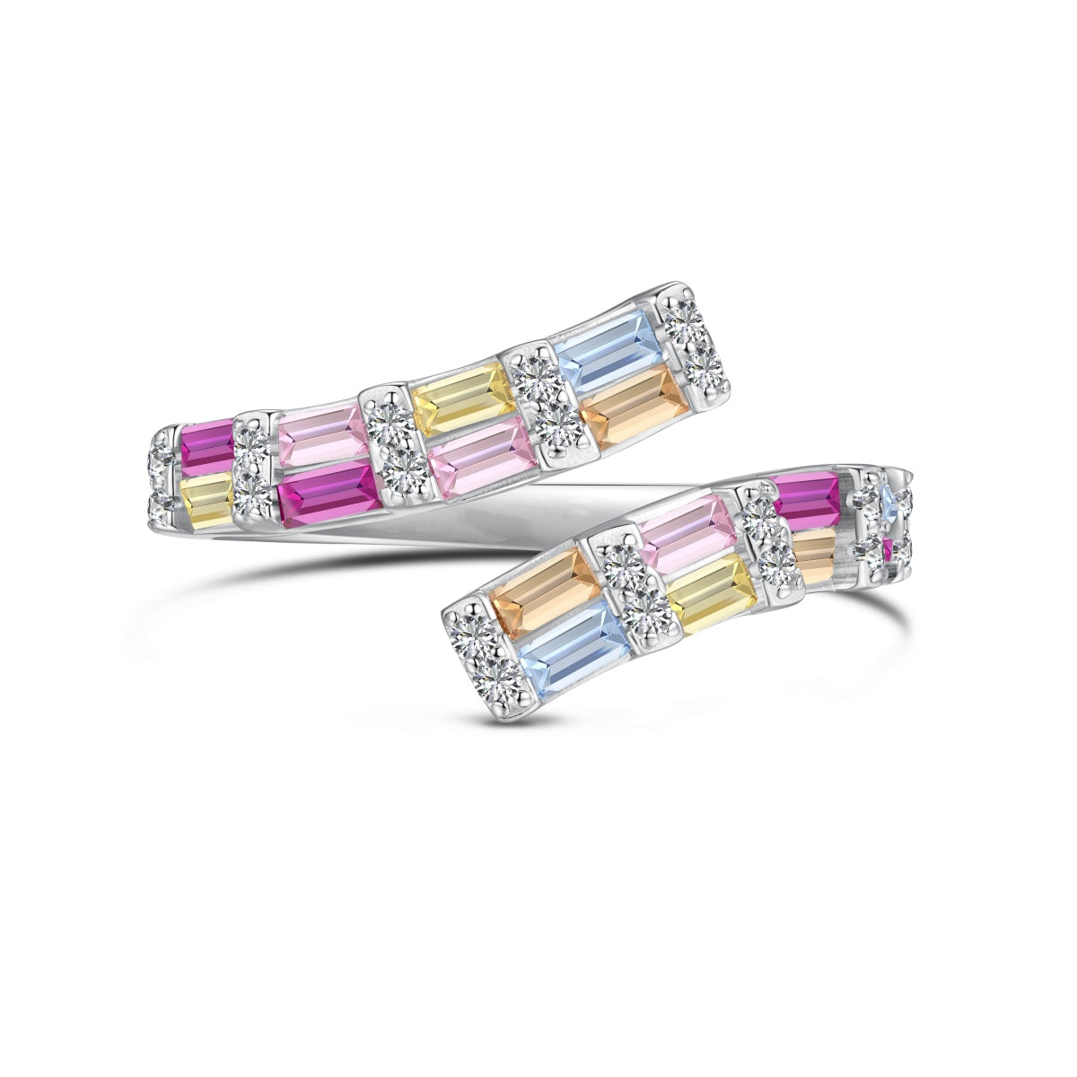 [Tonmkive Jewelry]Bague quotidienne ajustable taille Radiant charmante et colorée