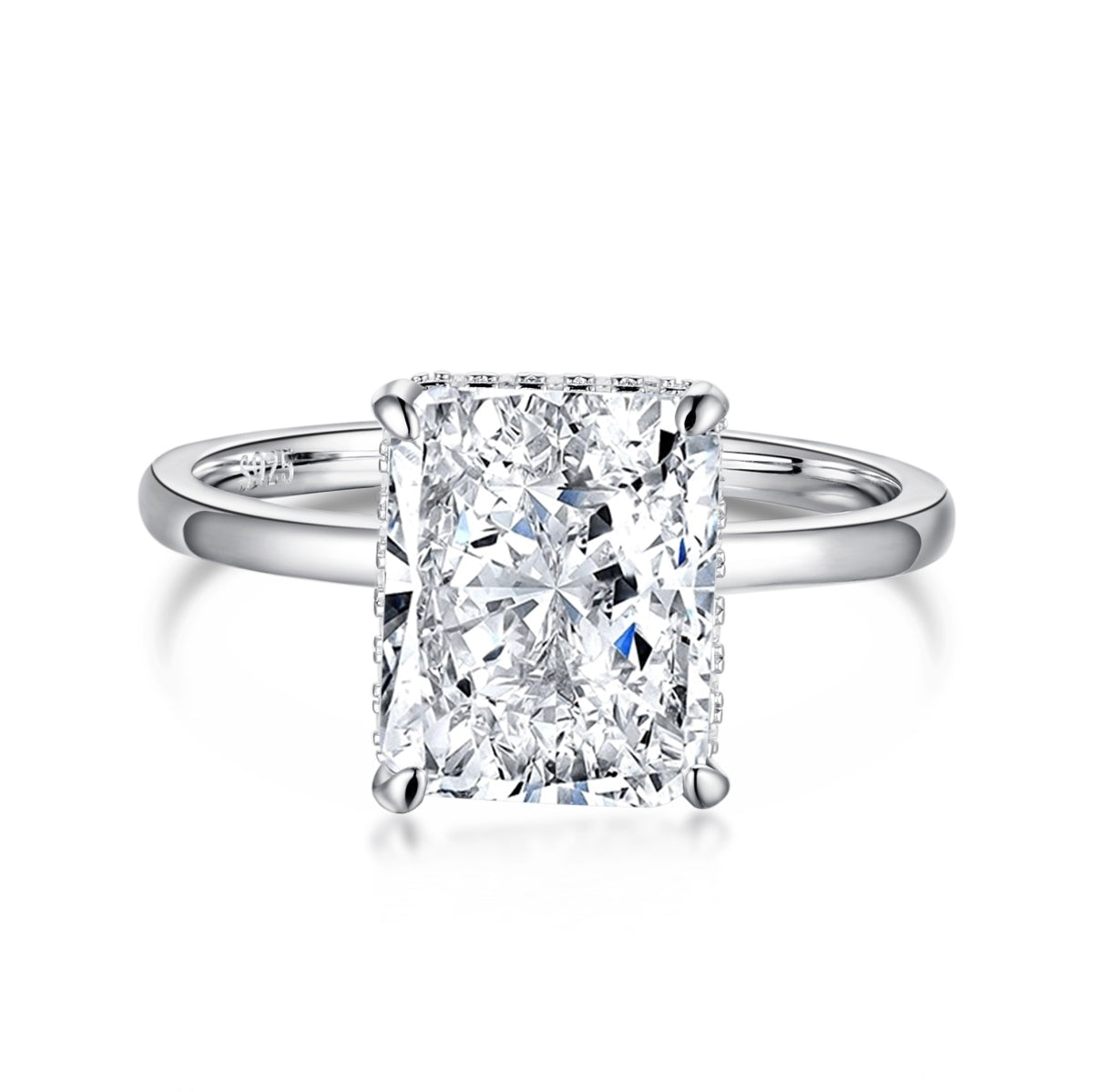 [Tonmkive Jewelry] Bague de banquet ornée et enchanteresse de 4 carats taille Radiant