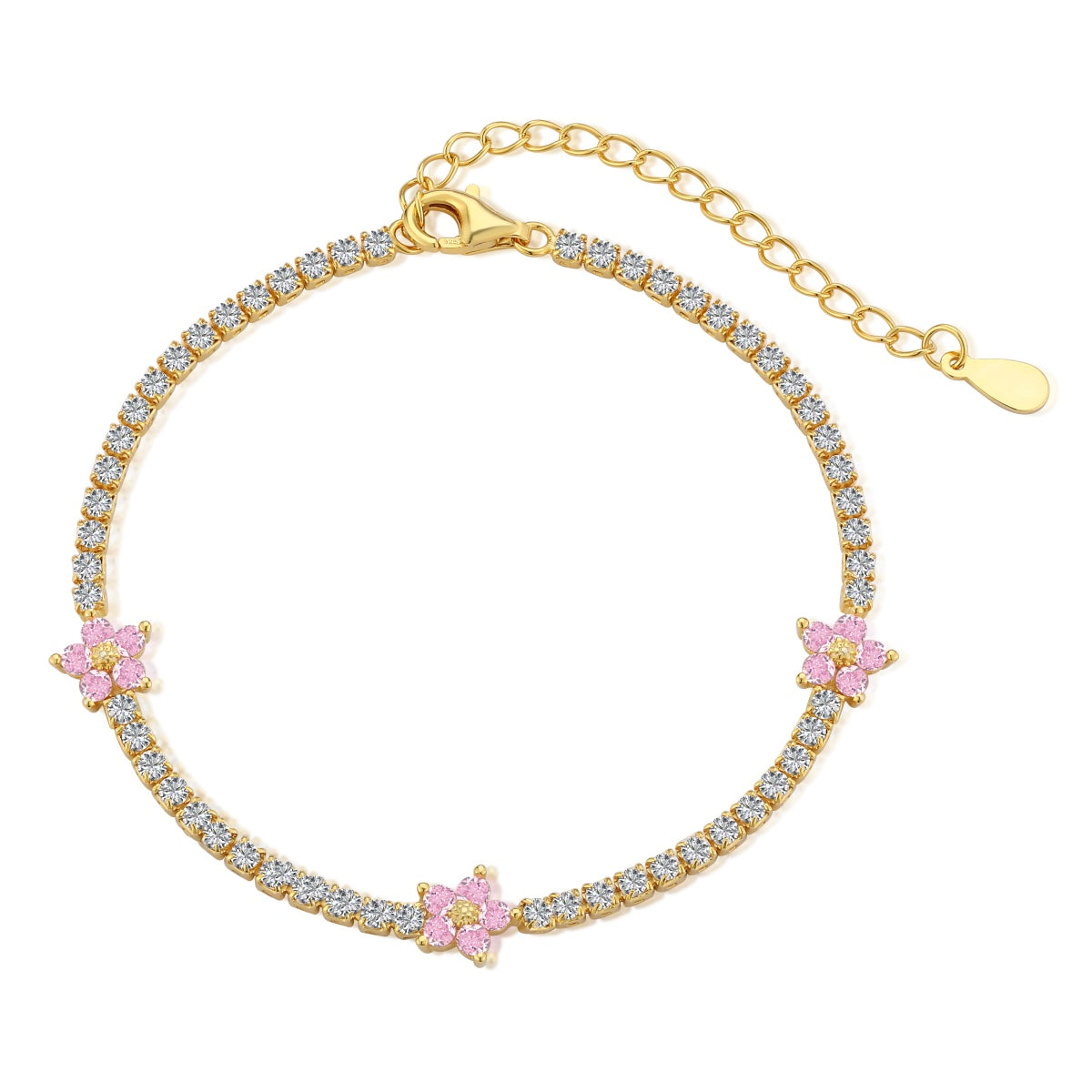[Tonmkive Jewelry]Bracelet de tennis scintillant en forme de fleur