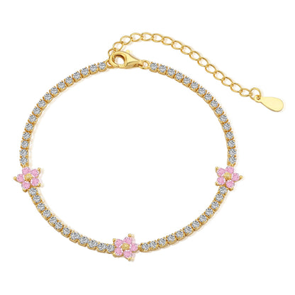 [Tonmkive Jewelry]Bracelet de tennis scintillant en forme de fleur
