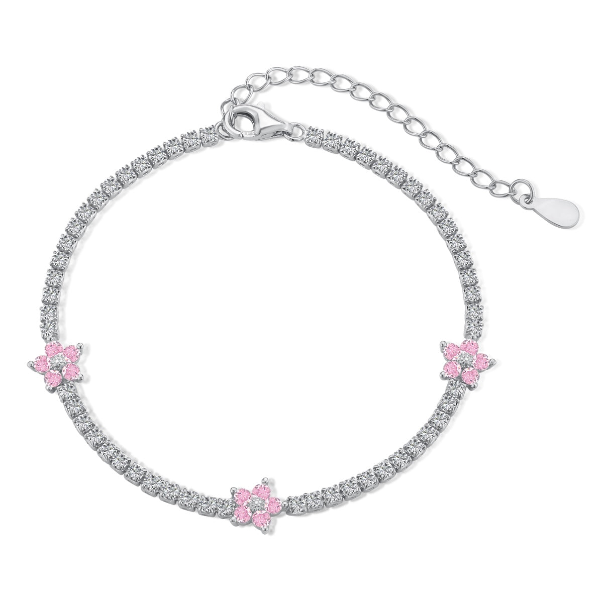 [Tonmkive Jewelry]Bracelet de tennis scintillant en forme de fleur