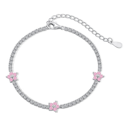 [Tonmkive Jewelry]Bracelet de tennis scintillant en forme de fleur