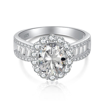 [Tonmkive Jewelry]Bague de banquet étincelante et charmante, taille ovale, 1,5 carat
