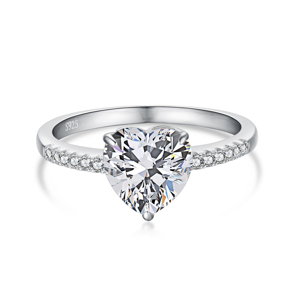 [Tonmkive Jewelry]Bague Amoureux Éblouissante et Brillante de 2,0 Carats à Taille Cœur