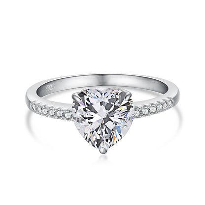 [Tonmkive Jewelry]Bague Amoureux Éblouissante et Brillante de 2,0 Carats à Taille Cœur