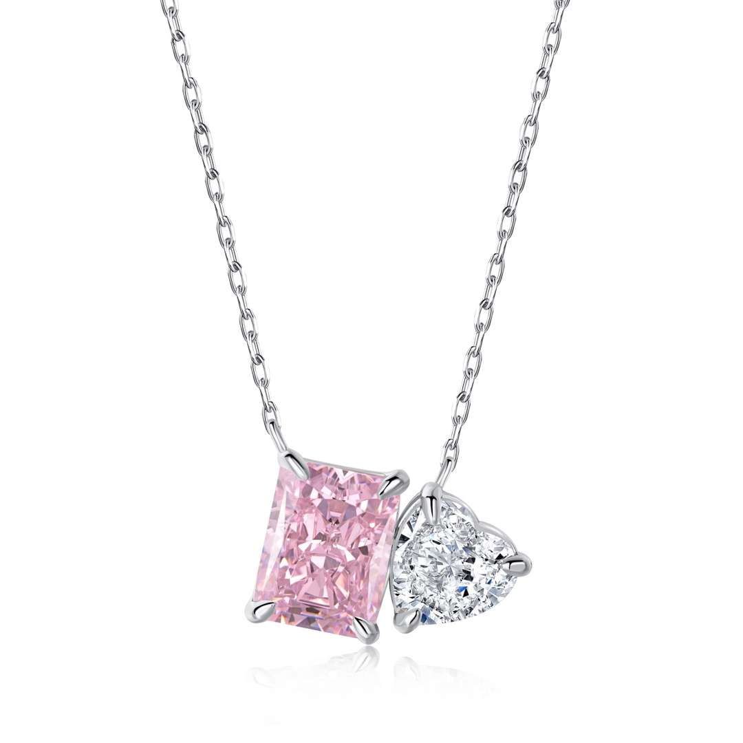 [Tonmkive Jewelry]Collier éblouissant de forme carrée et de cœur