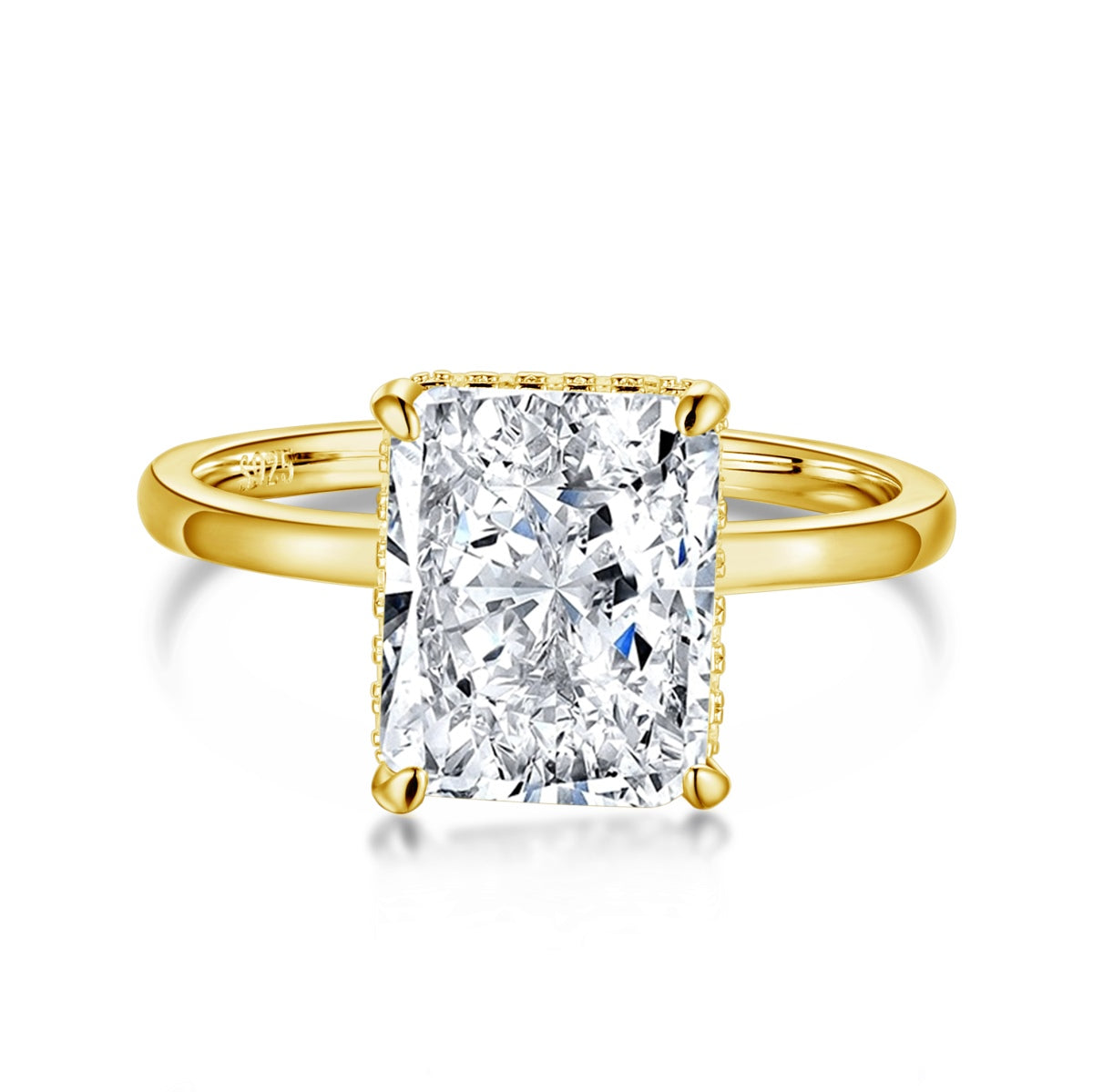 [Tonmkive Jewelry] Bague de banquet ornée et enchanteresse de 4 carats taille Radiant