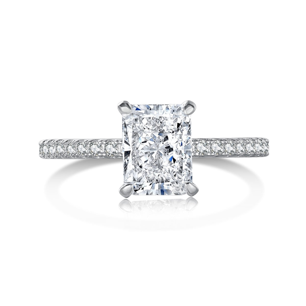 [Tonmkive Jewelry]Bague de soirée taille radiant éblouissante de 2,0 carats