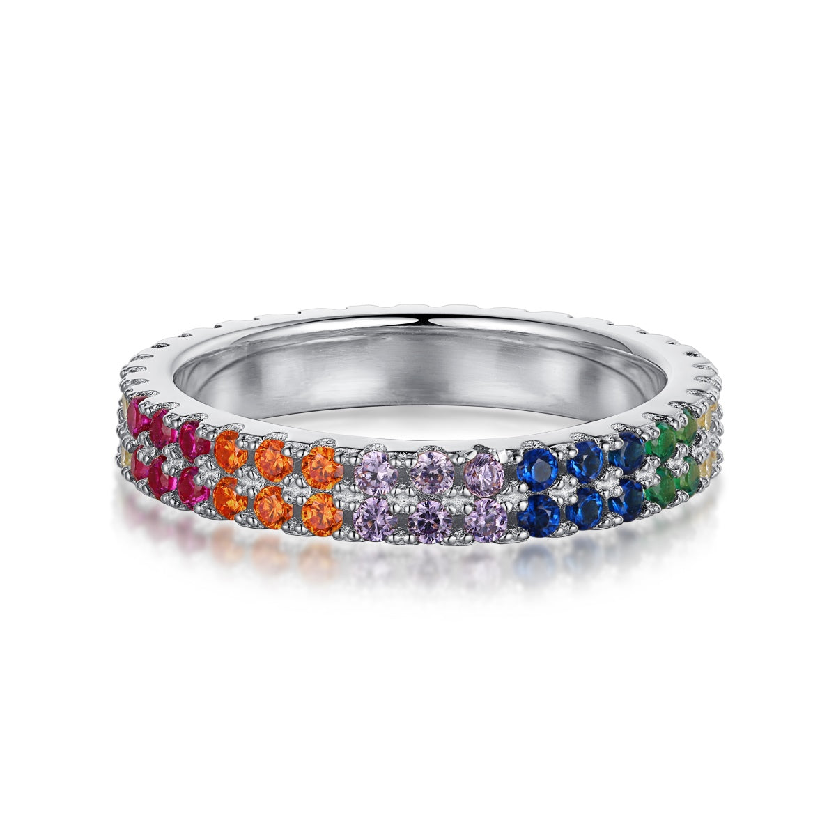 [Tonmkive Jewelry]Bague Tennis Ronde Colorée Unique