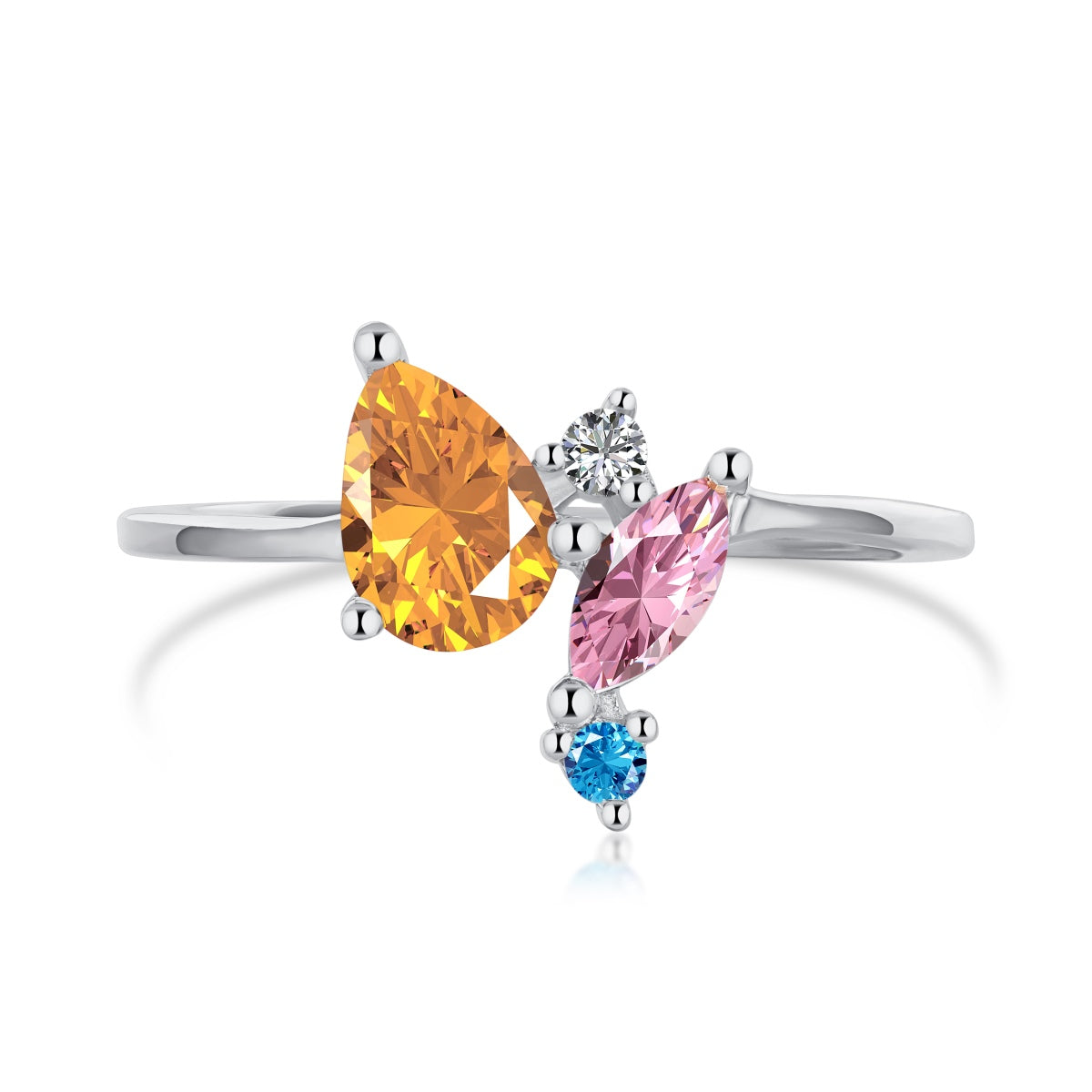 [Tonmkive Jewelry] Bague quotidienne multicolore à multiples facettes et éclatante