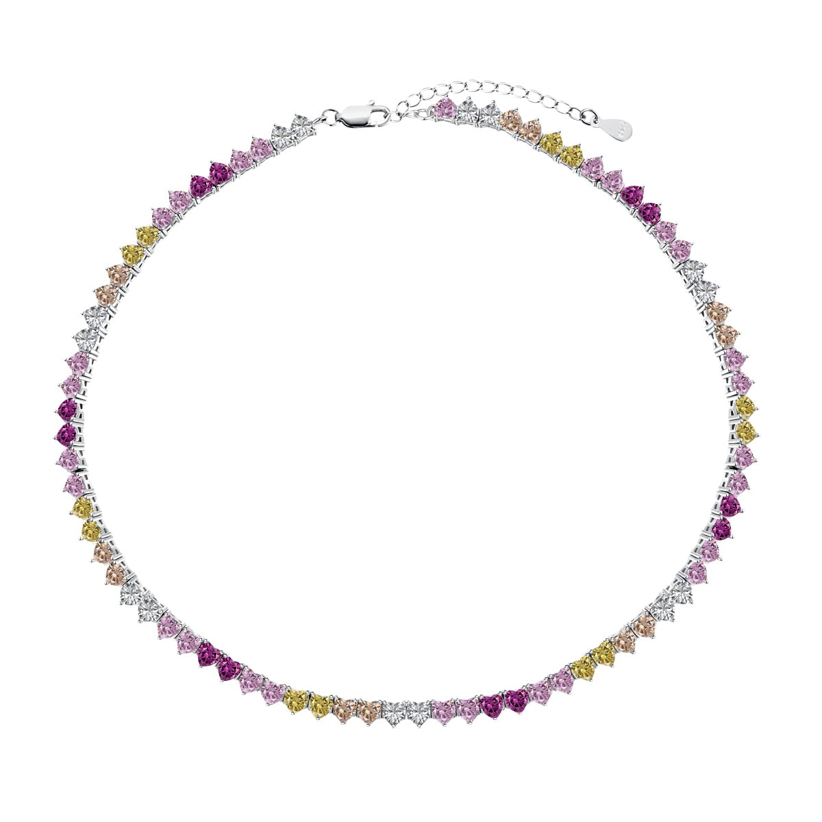 [Tonmkive Jewelry] Collier de tennis étincelant multicolore en forme de cœur