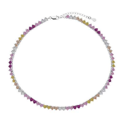 [Tonmkive Schmuck]Funkelnde Bunte Vollherz Tennis Halskette