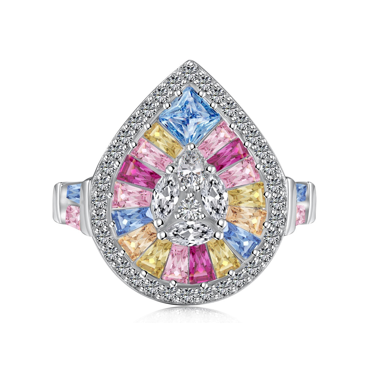 [Bijoux Tonmkive]Élégante bague de banquet colorée en forme de goutte d'eau