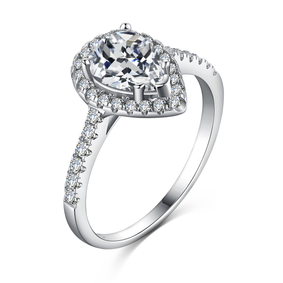 [Tonmkive Jewelry] Bague de mariage luxueuse et resplendissante en forme de goutte d'eau de 1,0 carat