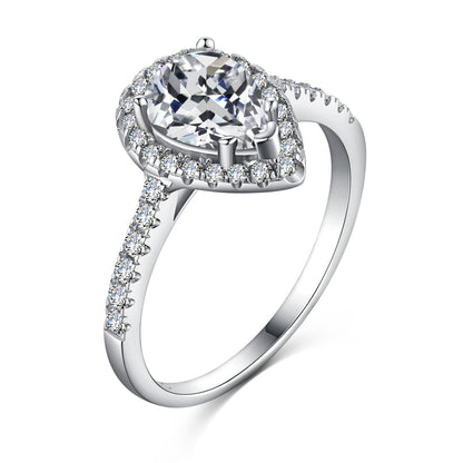 [Tonmkive Jewelry] Bague de mariage luxueuse et resplendissante en forme de goutte d'eau de 1,0 carat