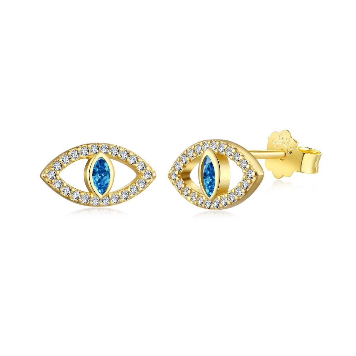 [Tonmkive Jewelry]Boucles d'oreilles clous creuses avec yeux de diable bleus