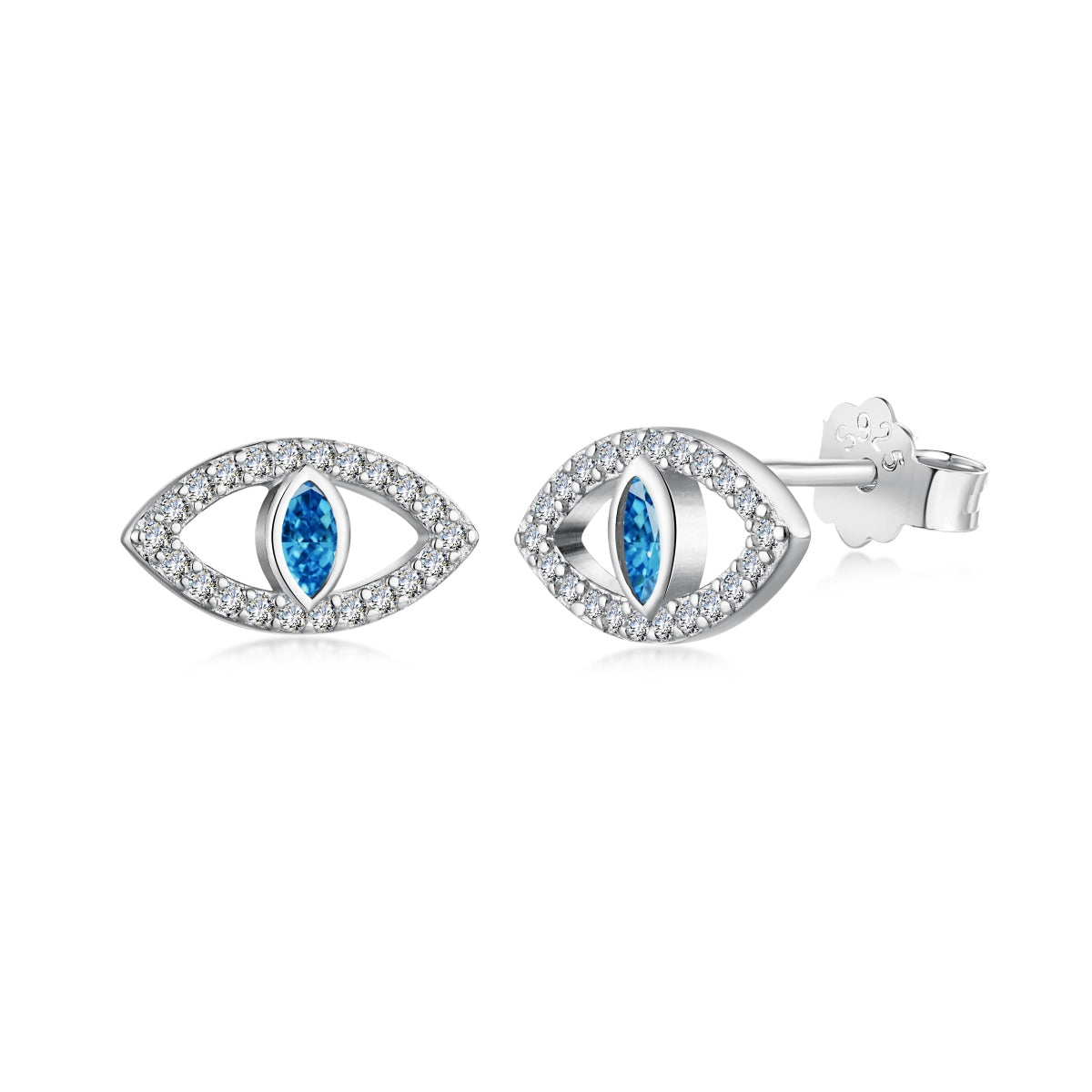 [Tonmkive Jewelry]Boucles d'oreilles clous creuses avec yeux de diable bleus