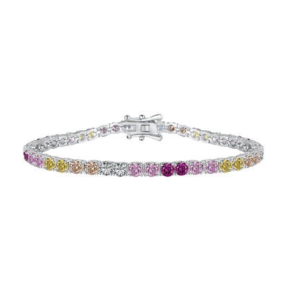 [Tonmkive Jewelry]Bracelet de tennis rond coloré et éclatant