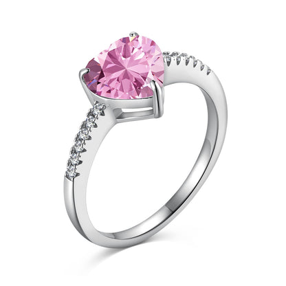 [Tonmkive Jewelry]Bague Amoureux Éblouissante et Brillante de 2,0 Carats à Taille Cœur