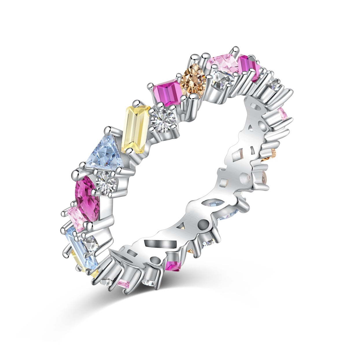 [Tonmkive Jewelry]Bague quotidienne multicoupe polychrome éblouissante