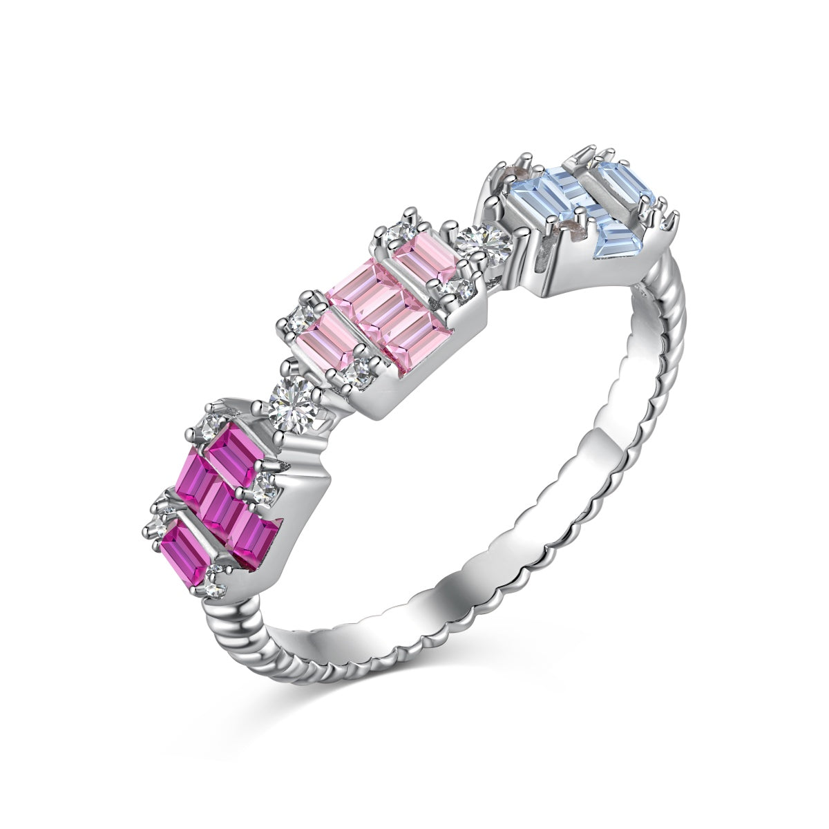 [Tonmkive Jewelry]Bague de fête colorée à coupe émeraude unique