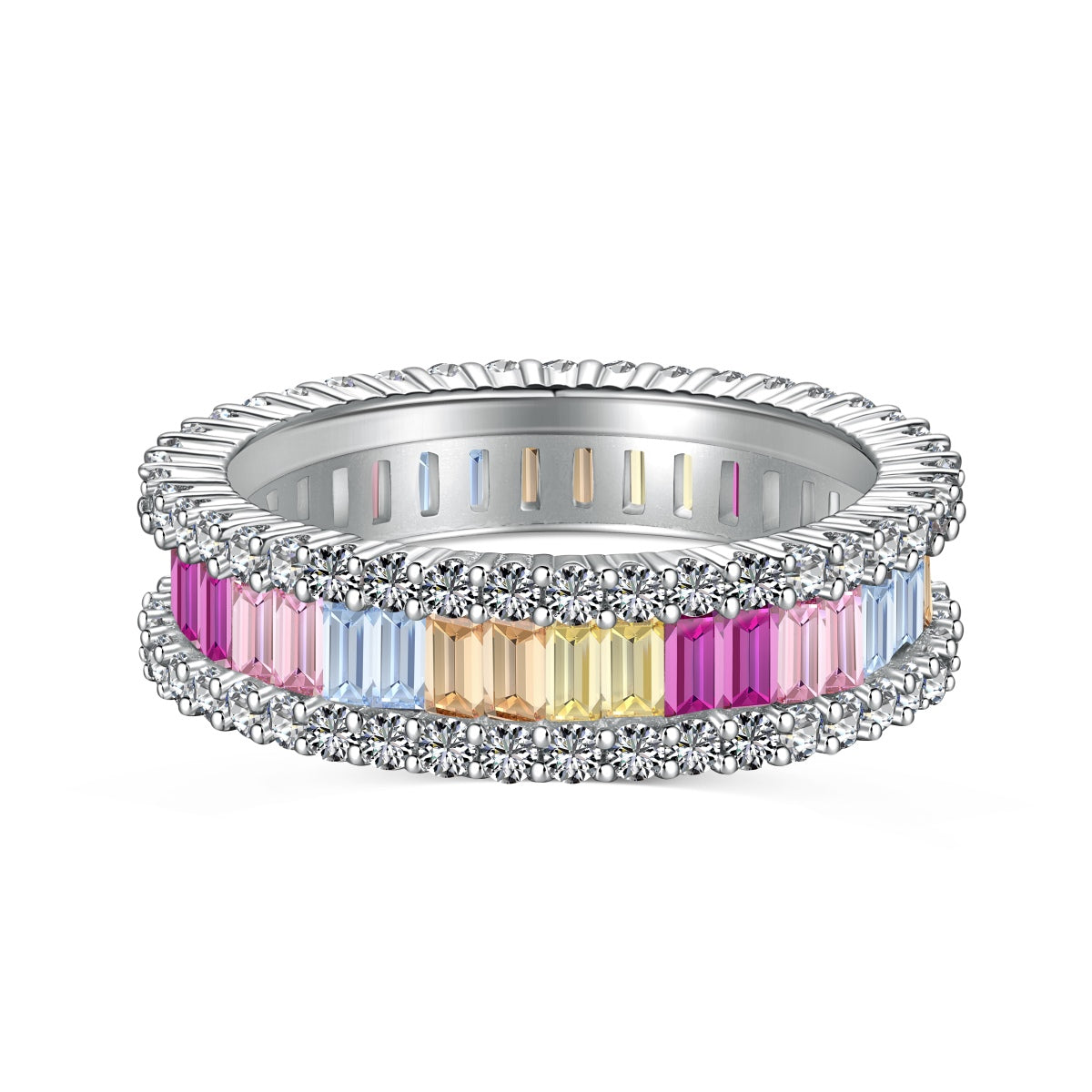 [Tonmkive Jewelry]Bague quotidienne délicate taille émeraude kaléidoscopique