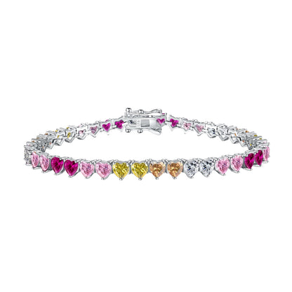 [Tonmkive Jewelry]Bracelet Amoureux de Luxe en Forme de Cœur Coloré et Romantique